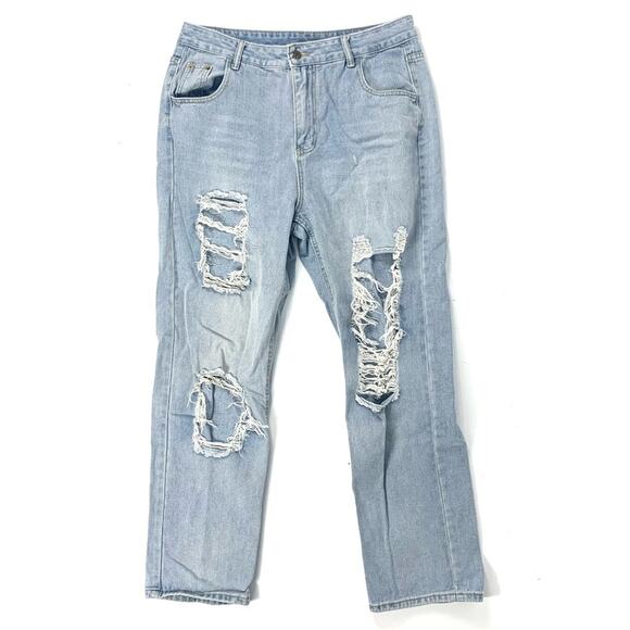 Amazon Pants - Light Wash Distressed Baggy Mom Jeans